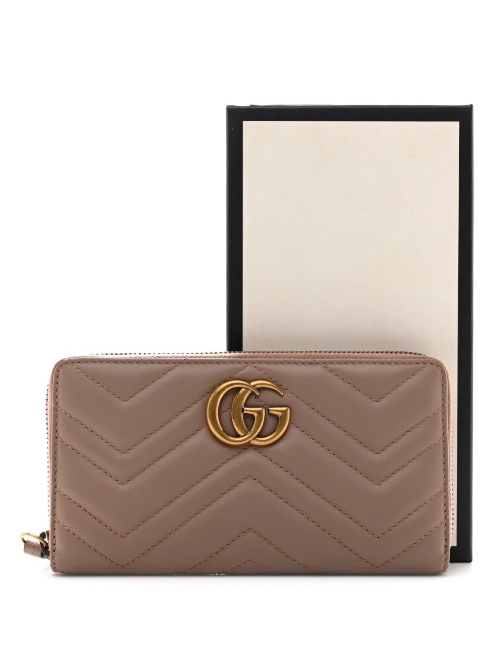 🔥EUC Gucci GG Marmont Quilted Zip-around Wallet in Taupe retails 750🔥 - Picture 1 of 16